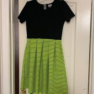 Lularoe zippered black and neon yellow/green dress